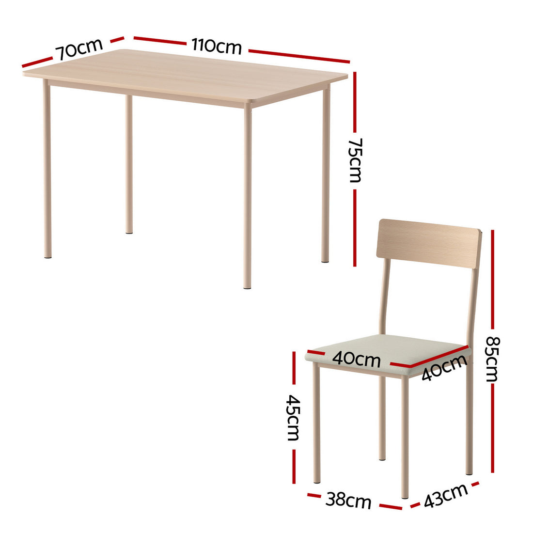 Artiss 5-Piece Natural Beige Scandi Dining Set