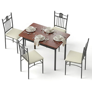 Artiss 5-Piece Upholstered Dining Table Set