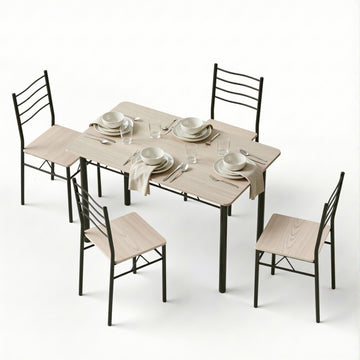Artiss 5-Piece Oak Wave Dining Table & Chairs Set