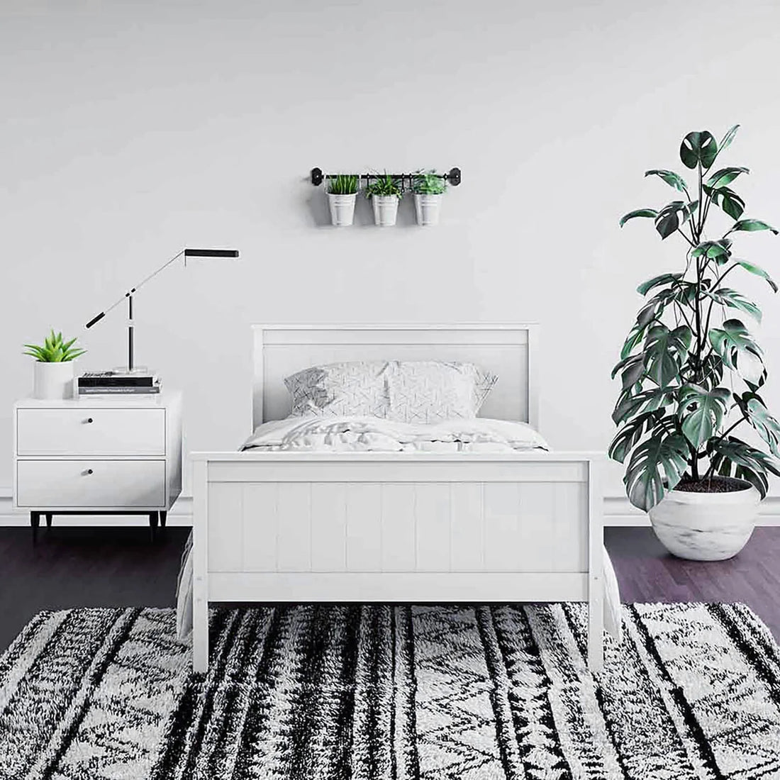 Double solid pine wood bed Australia white frame