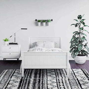 Double solid pine wood bed Australia white frame