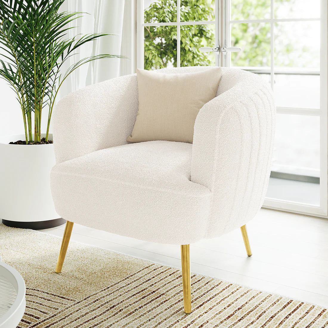 Evelyn boucle accent chair Australia cream white