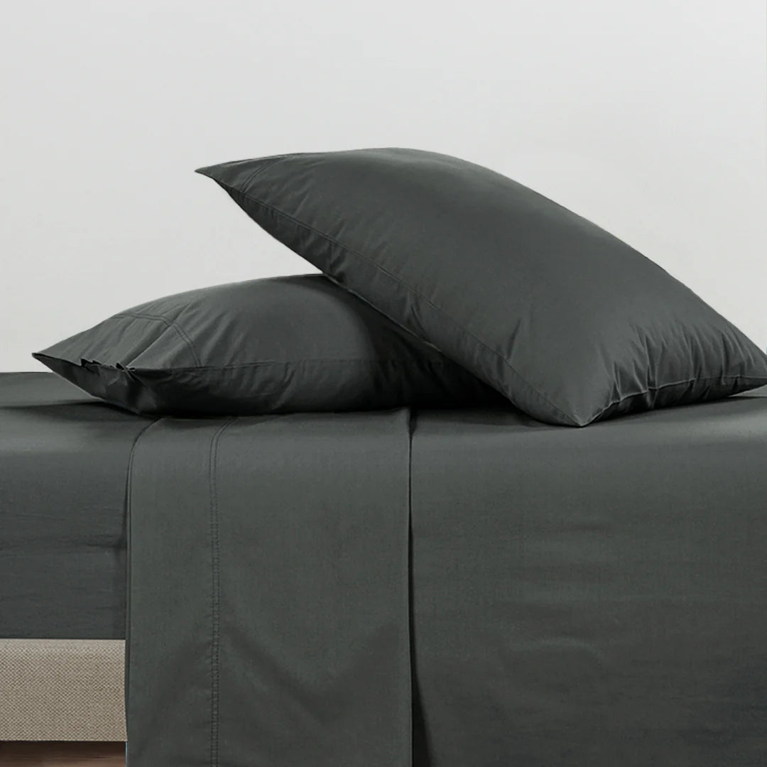 100% Cotton Percale Sheet Set - Charcoal