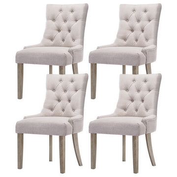 Artiss 4x Linen French Provincial Dining Chairs