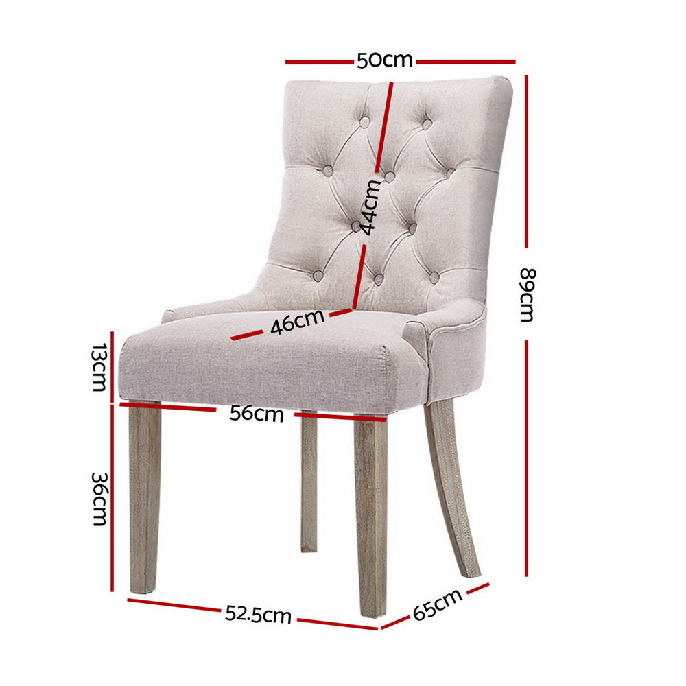 Artiss 4x Linen French Provincial Dining Chairs