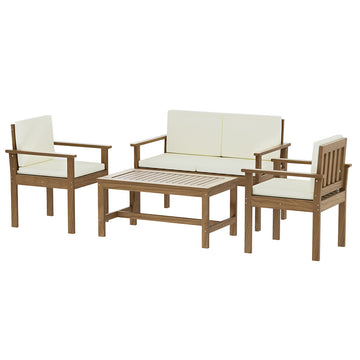 Gardeon 4-Piece Outdoor Sofa Set – Wooden Lounge & Table