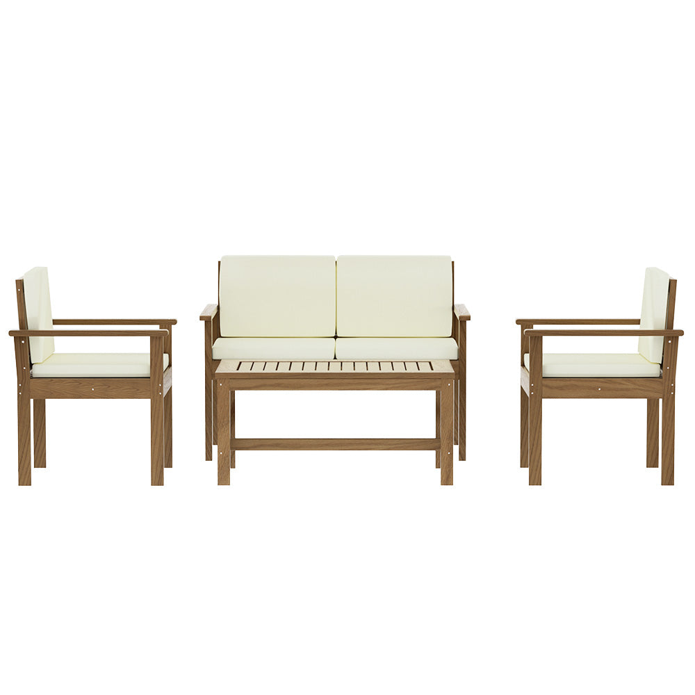 Gardeon 4-Piece Outdoor Sofa Set – Wooden Lounge & Table