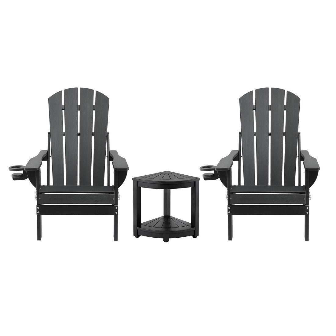 Gardeon HDPE Adirondack Chair Set with Side Table – Black