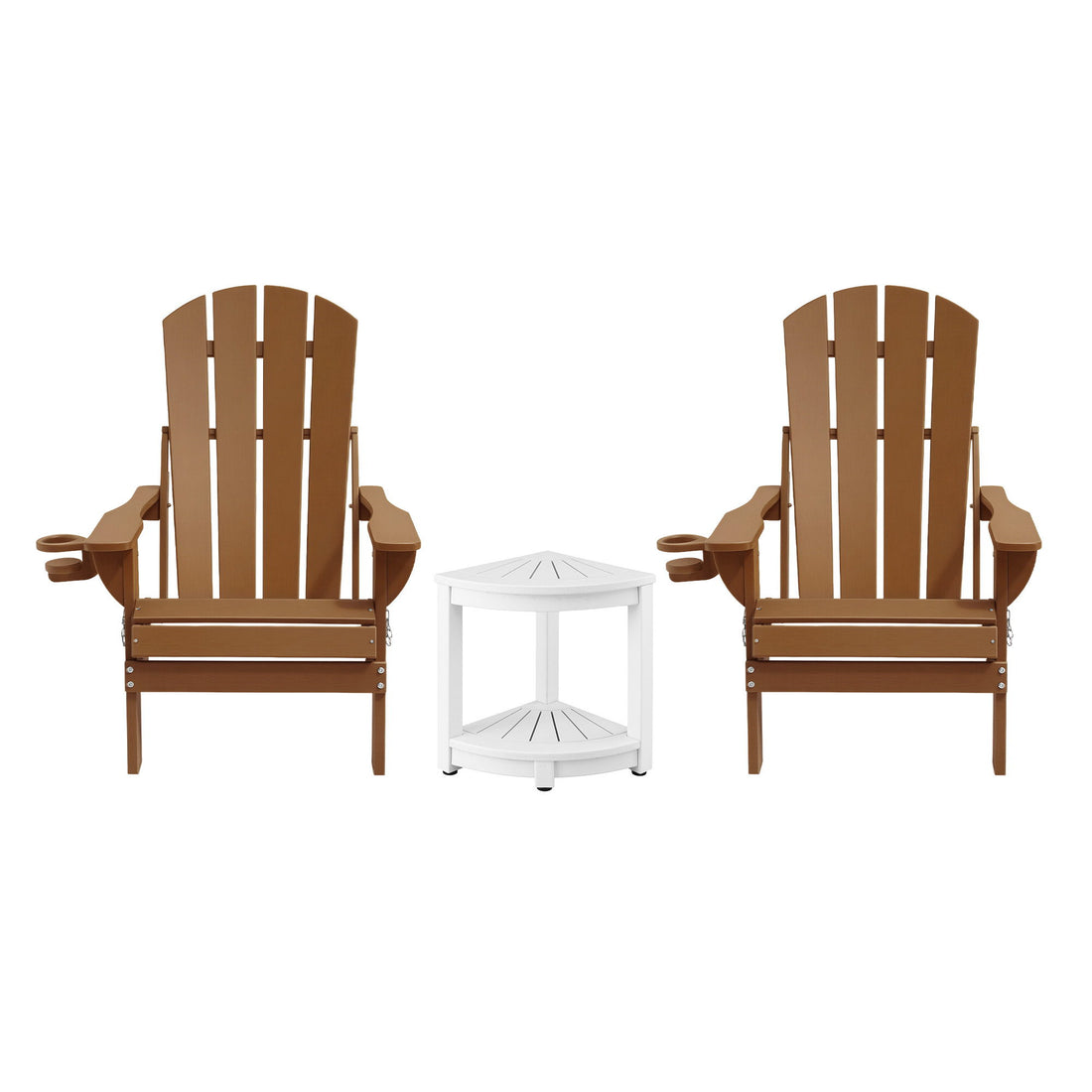 Gardeon 3PC Adirondack Outdoor Chairs & Table Set – Brown