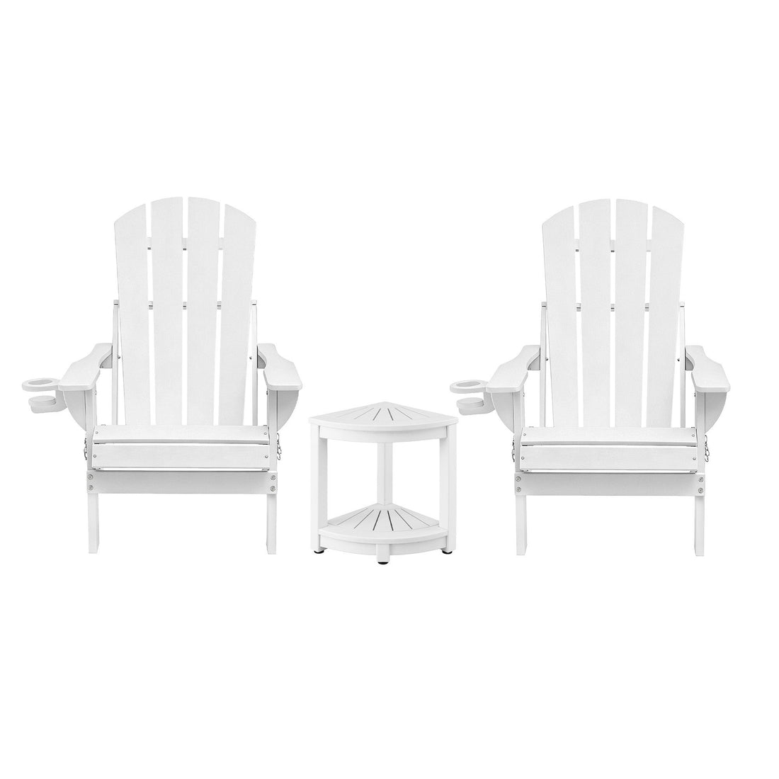 Gardeon Outdoor HDPE Adirondack Chair Set – White with Table