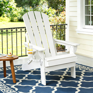 Gardeon Outdoor Folding Adirondack Chair – White HDPE