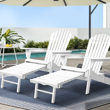 Gardeon 2PC Adirondack Chairs with Footstool – Outdoor Set