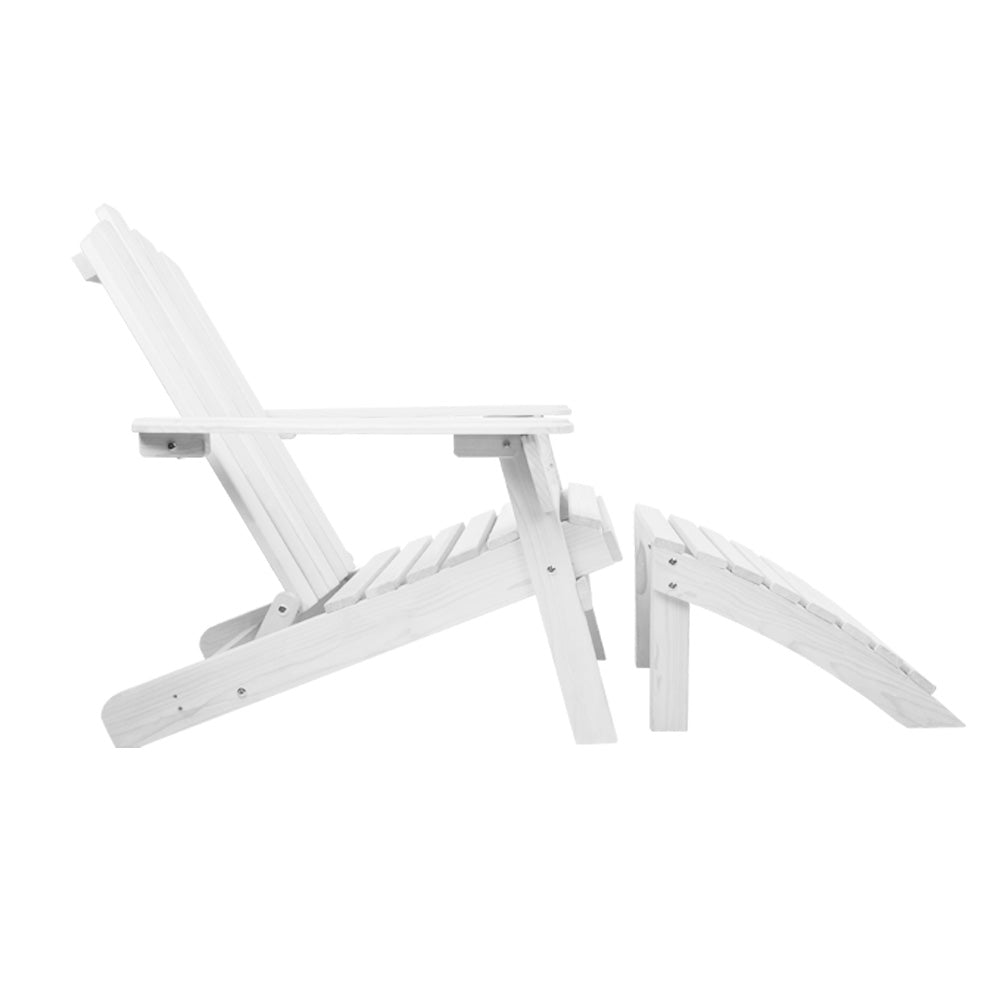 Gardeon 5PC Adirondack Outdoor Chairs & Table Set – White