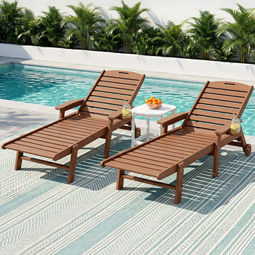 Gardeon 3-Piece Sun Lounge Set – Loungers with Table, Brown