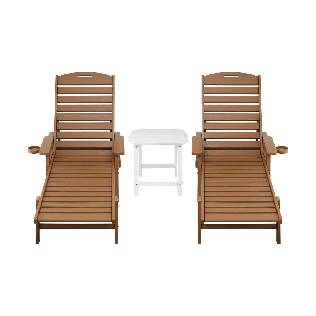 Gardeon 3-Piece Sun Lounge Set – Loungers with Table, Brown