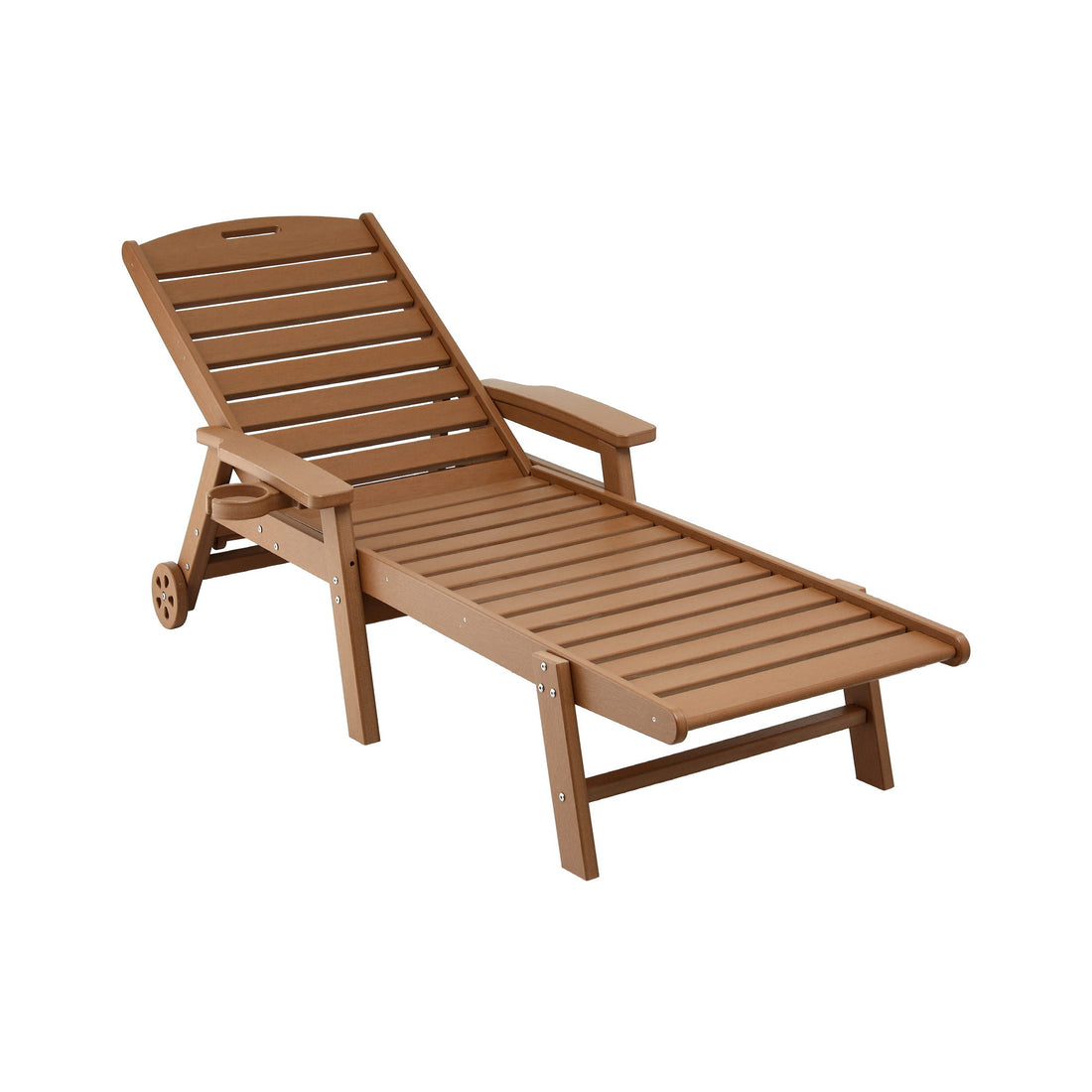 Gardeon Sun Lounge Lounger with Wheels – Brown HDPE