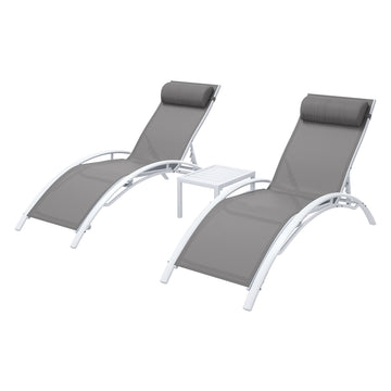 Gardeon 3PC Sun Lounge Outdoor Lounger & Table Set