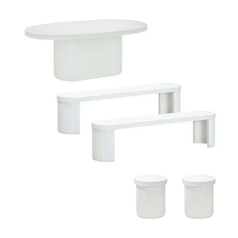 Furrow Outdoor Dining Package - White Concrete
