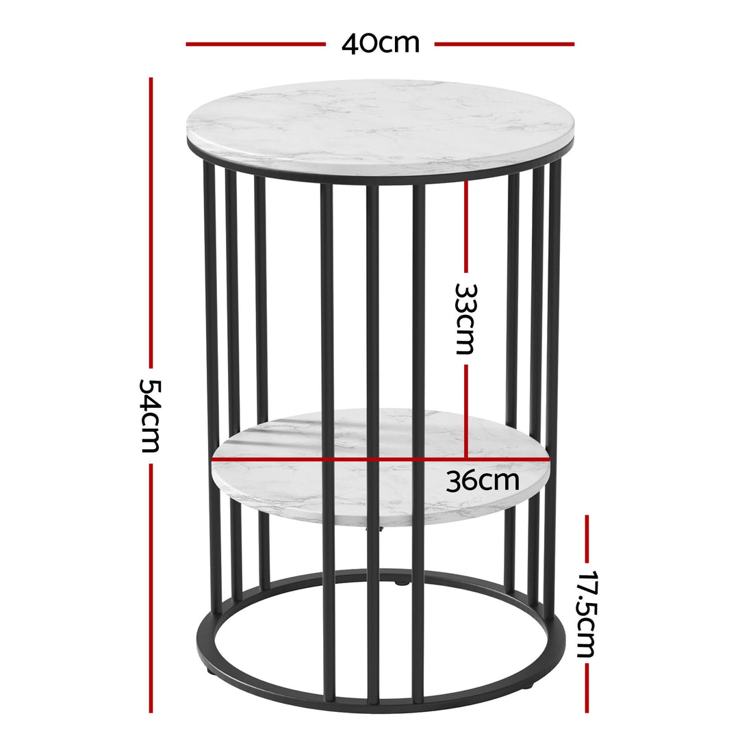 Artiss Set of 2 Side Tables – Marble Effect, 2-Tier