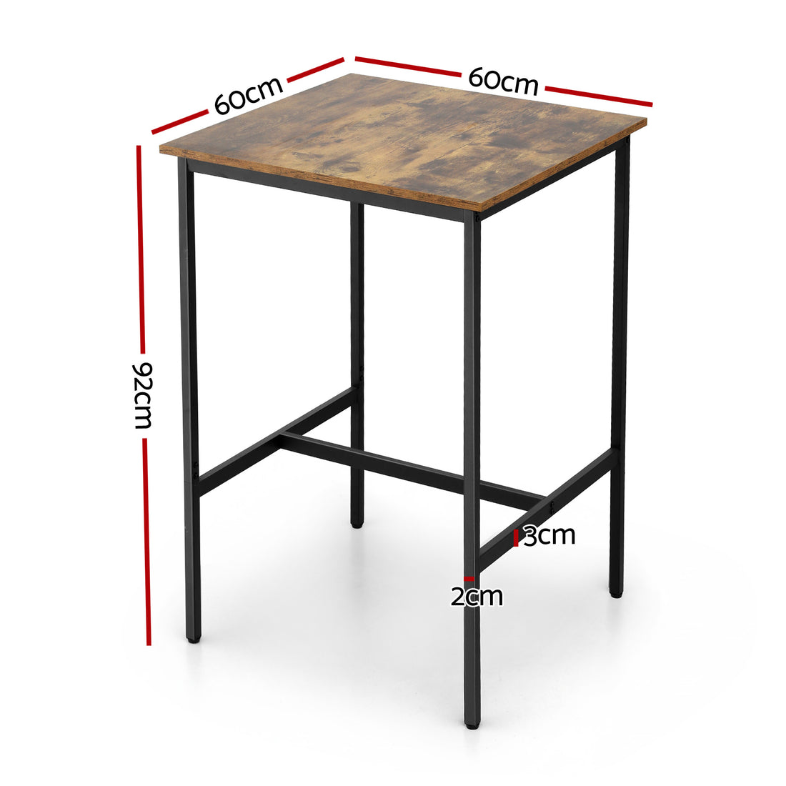 Artiss Bar Table – Vintage Metal & Walnut MDF, 60x92cm