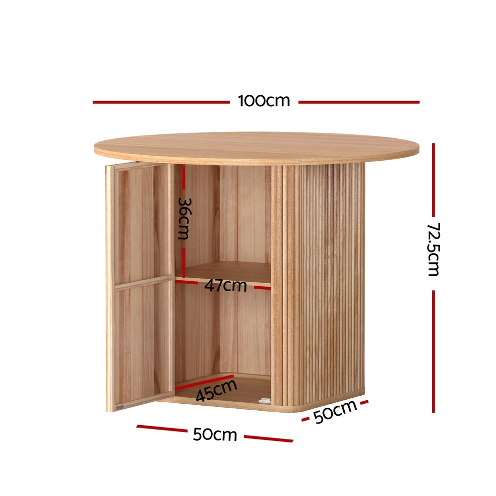 Artiss 1M Dining Table with Storage Base – Pine
