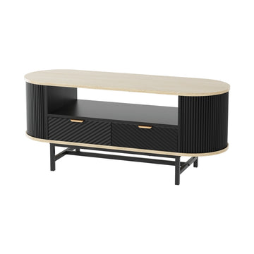 Artiss Coffee Table – Wood & Black, Drawer & Shelf Storage