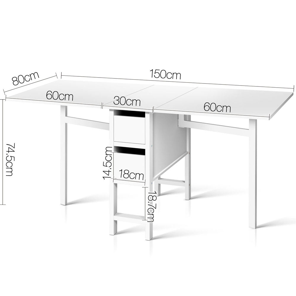 Artiss Extendable White Folding Dining Table