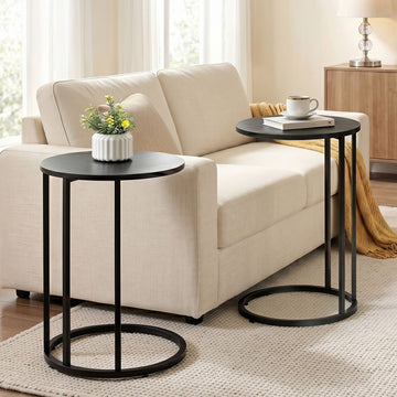 Artiss C Shaped End Table Set of 2 – Black, Round Design