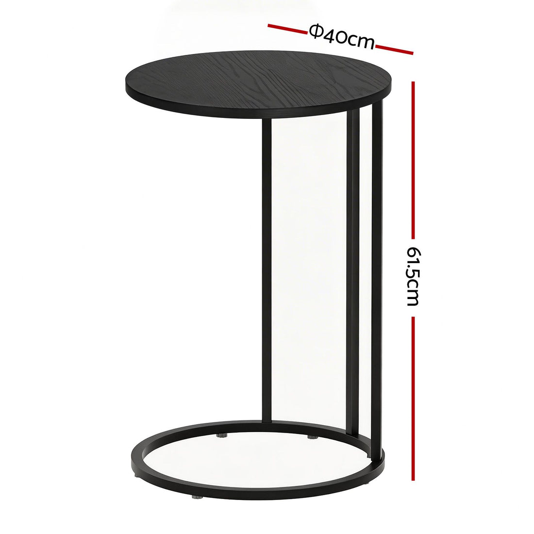 Artiss C Shaped End Table Set of 2 – Black, Round Design