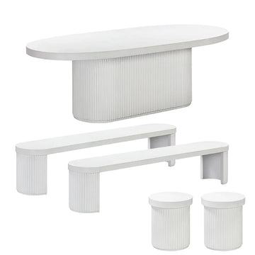 Furrow Outdoor Dining Package - White Concrete