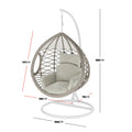 Garden hanging egg chair with steel frame and cushion