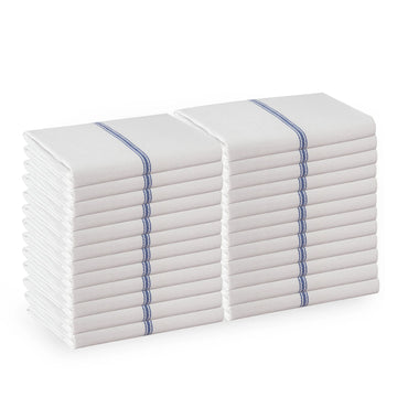 Set of 24 Herringbone Kitchen Towels - Blue Stripe