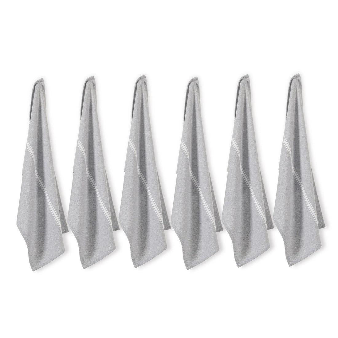 Set of 6 Herringbone Kitchen Towels - Grey