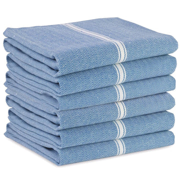 Set of 6 Herringbone Kitchen Towels - Indigo