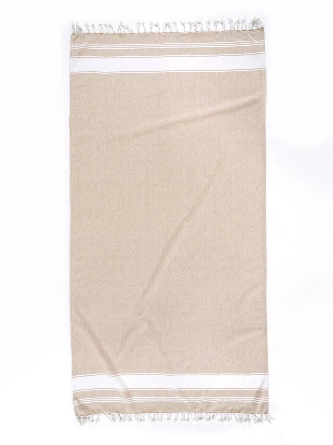 Set of 4 Chambray Turkish Beach Towels - Beige