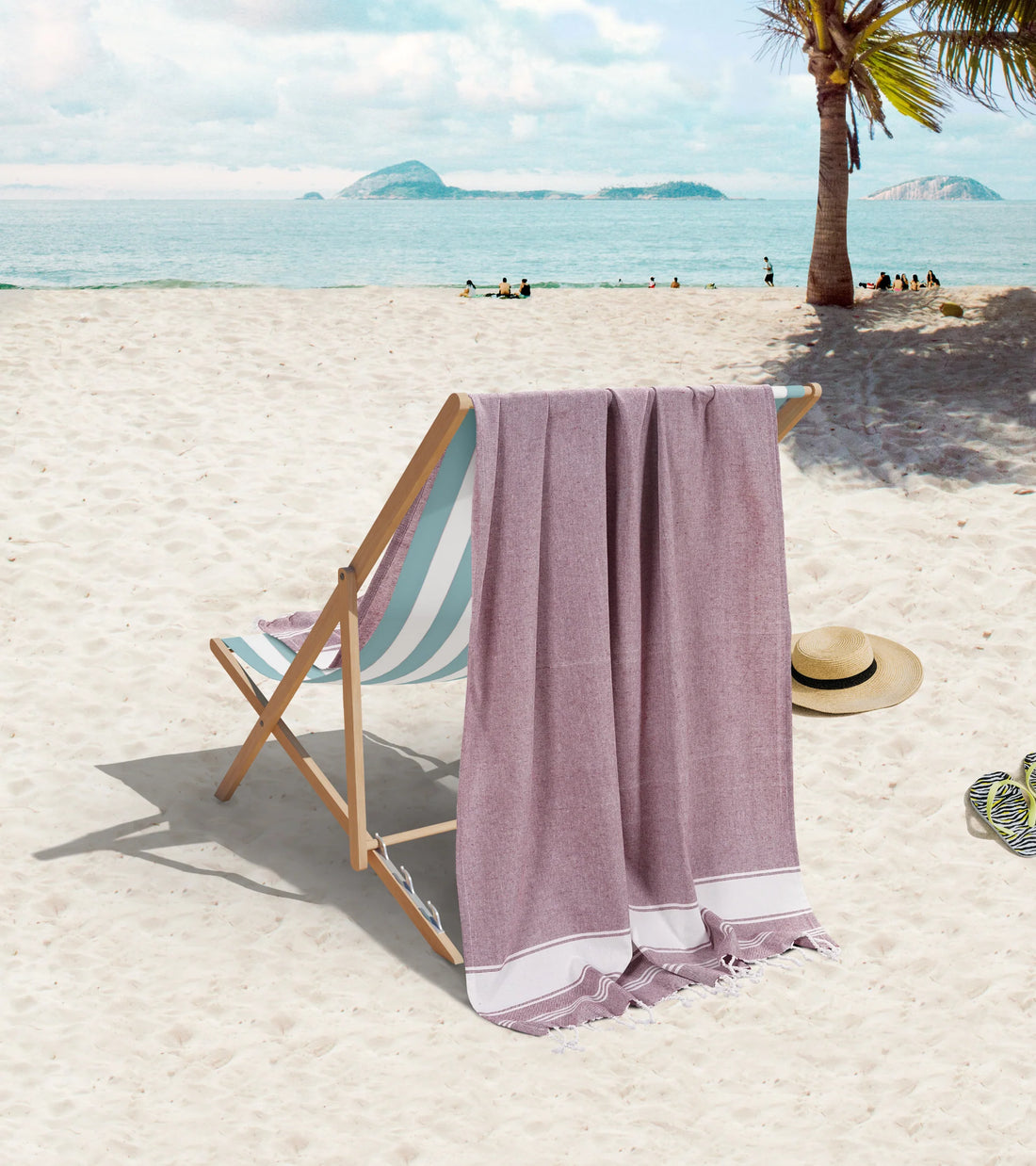 Set of 4 Chambray Turkish Beach Towels - Wistful Mauve