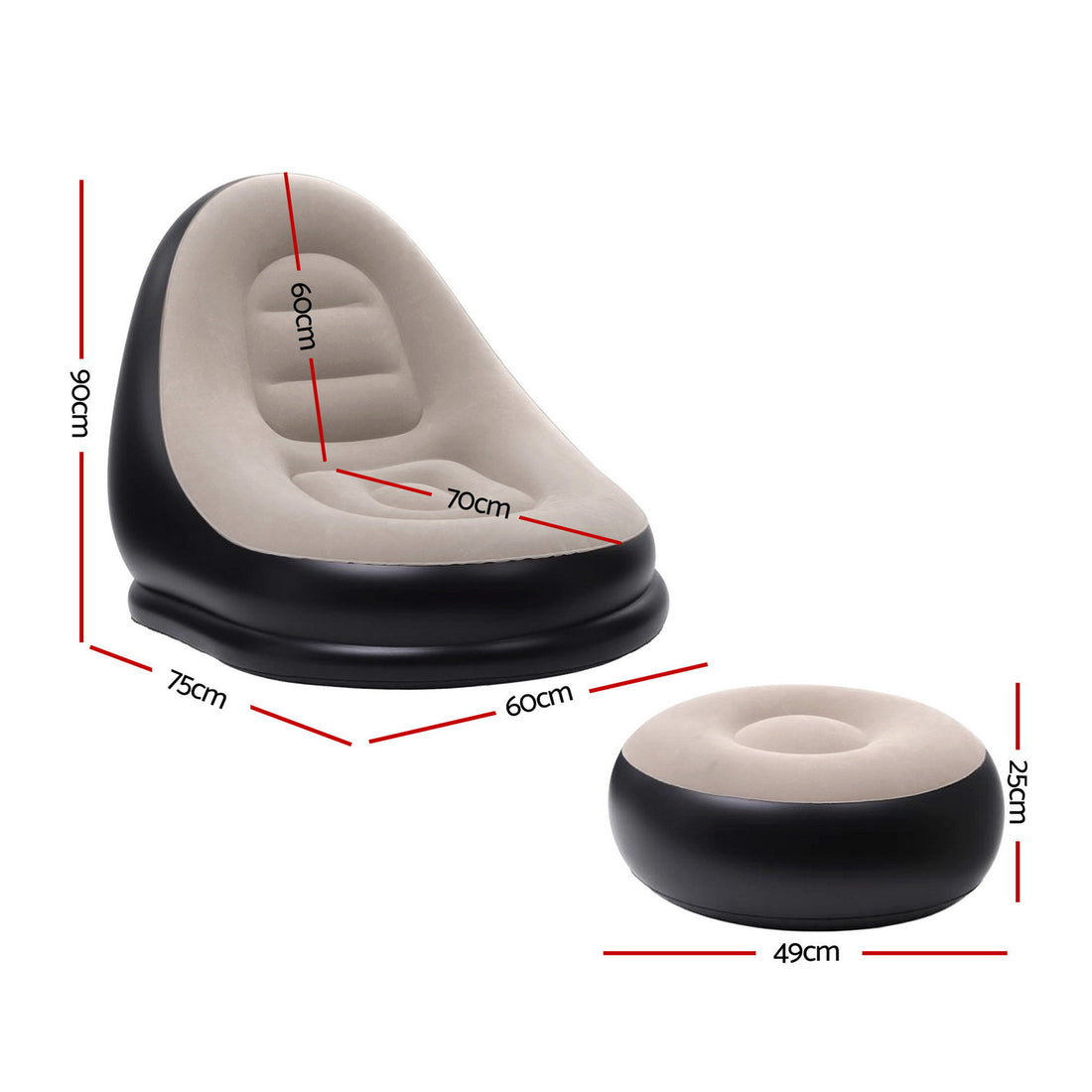 Gardeon Inflatable Chair with Ottoman – Air Sofa Set