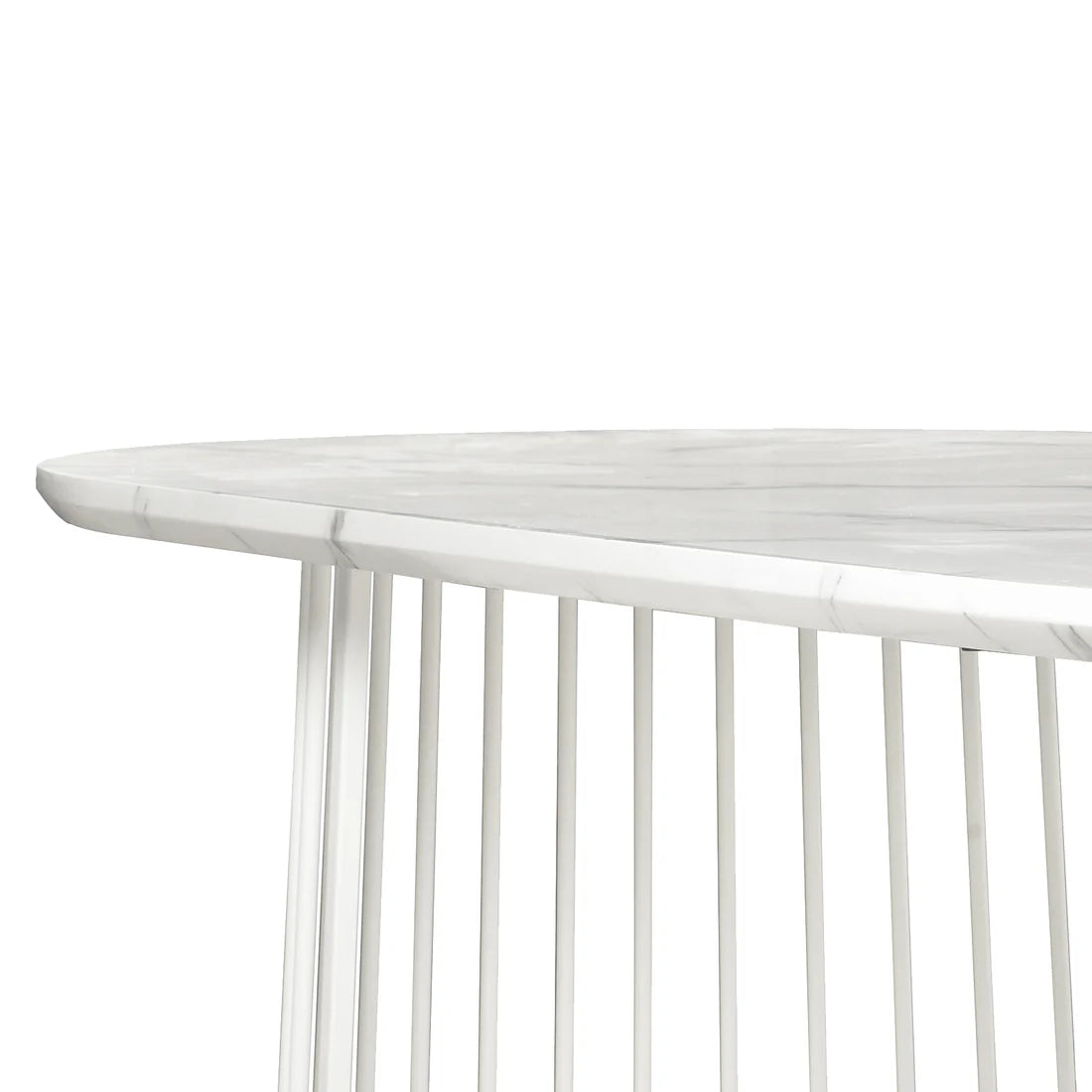 Industrial style oval dining table white finish
