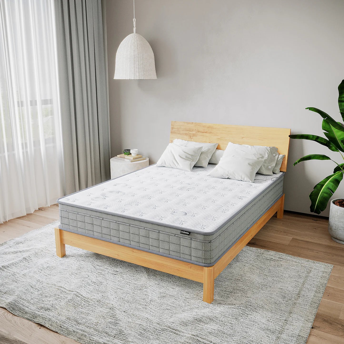 King single latex pocket spring mattress bedroom setup
