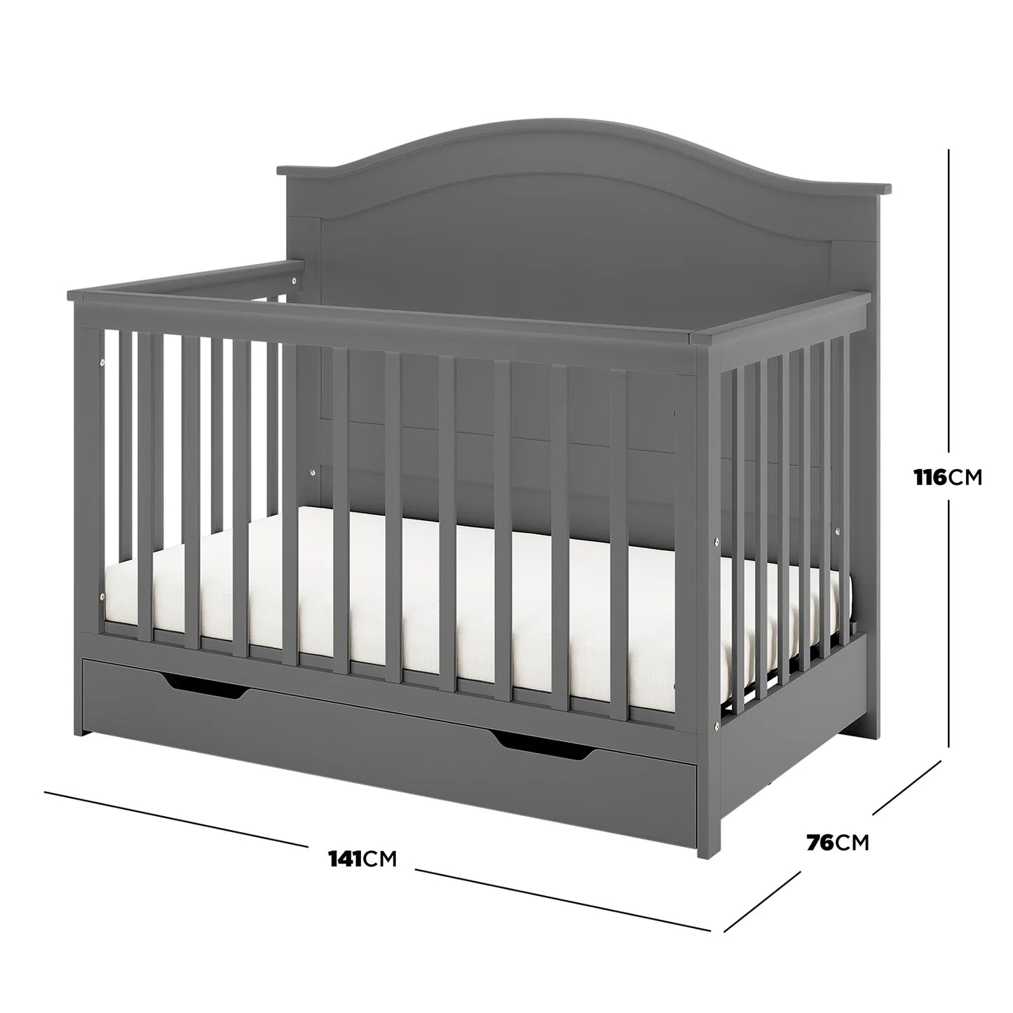 Azeem 3-in-1 Solid Pine Baby Cot Australia Beyond Living