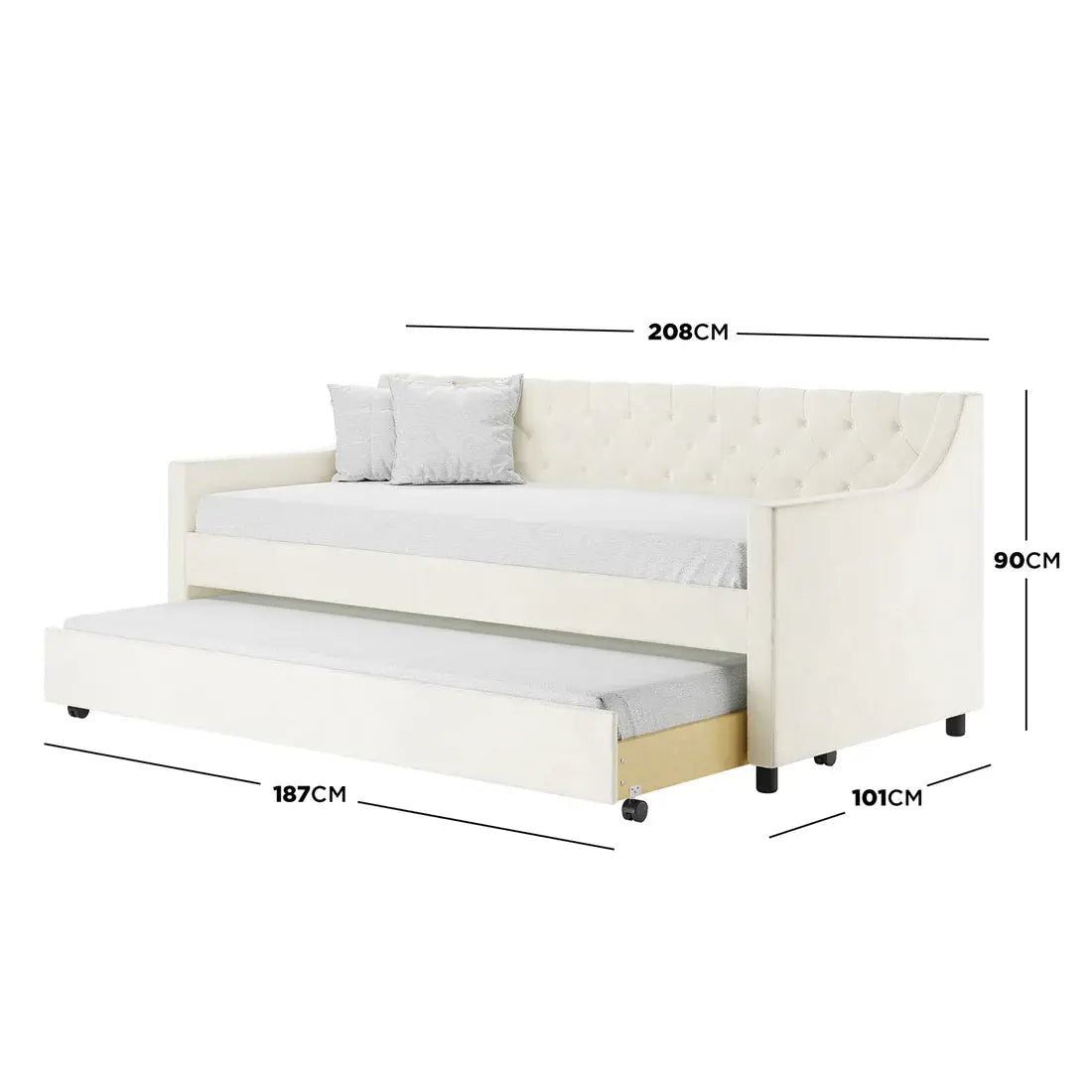 Ovidia Velvet Sofa Bed with Trundle Modern Daybed Beyond Living