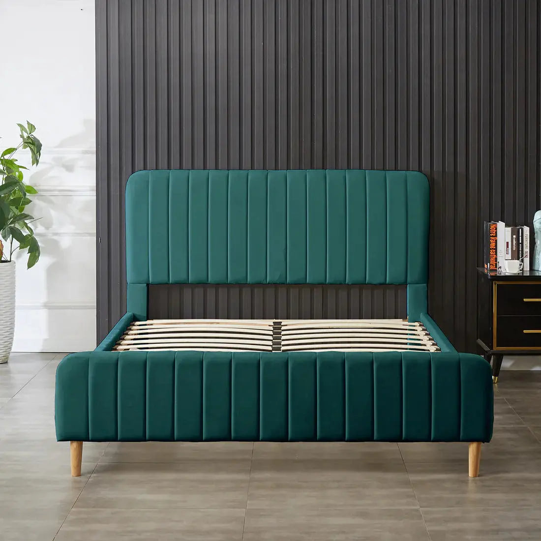 premium velvet fabric bed frame beyond living