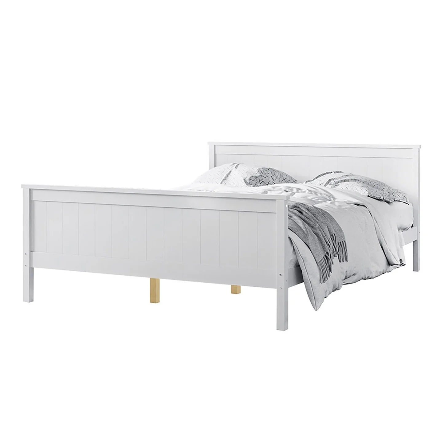 Tertia Double Solid Pine Wood Bed Australia White Timber Frame Beyond Living