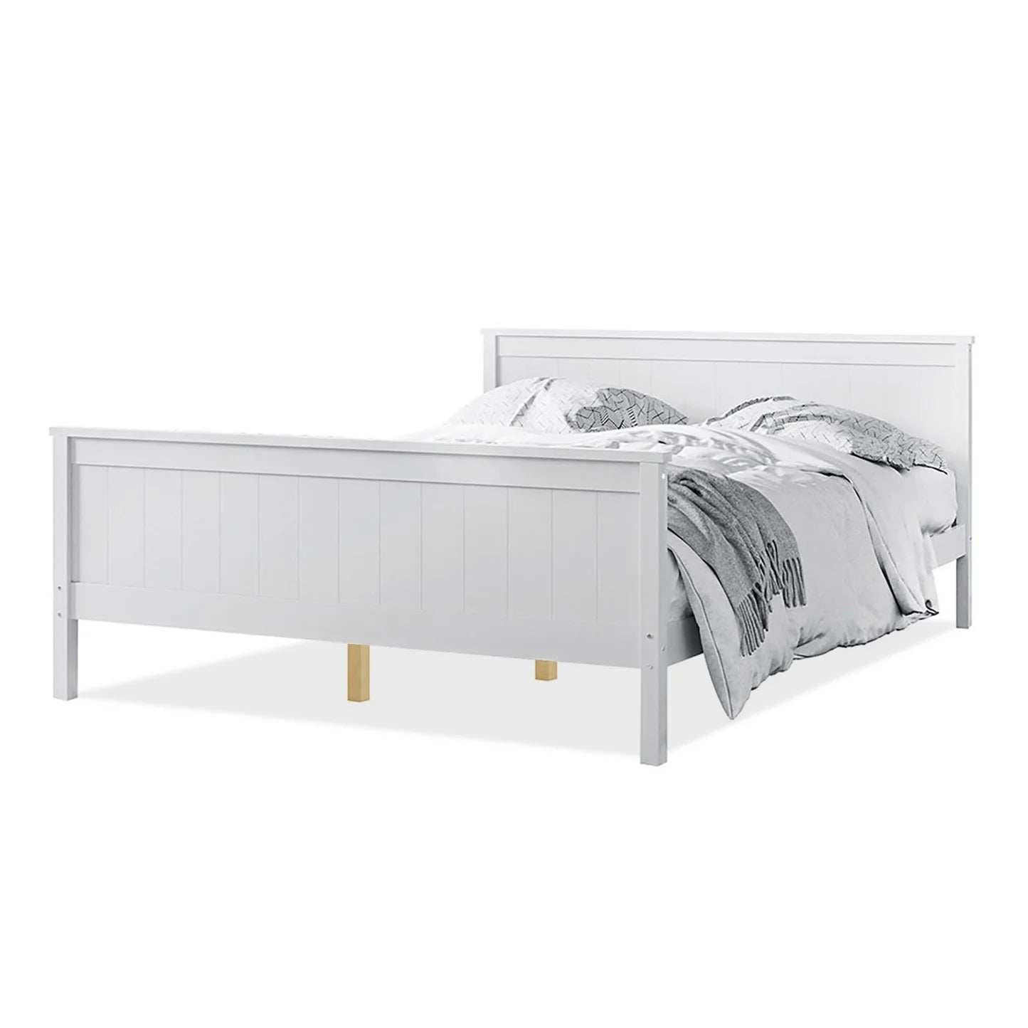 Tertia Double Solid Pine Wood Bed Australia White Timber Frame Beyond Living