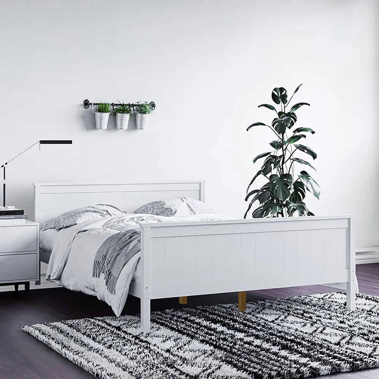 Tertia Double Solid Pine Wood Bed Australia White Timber Frame Beyond Living