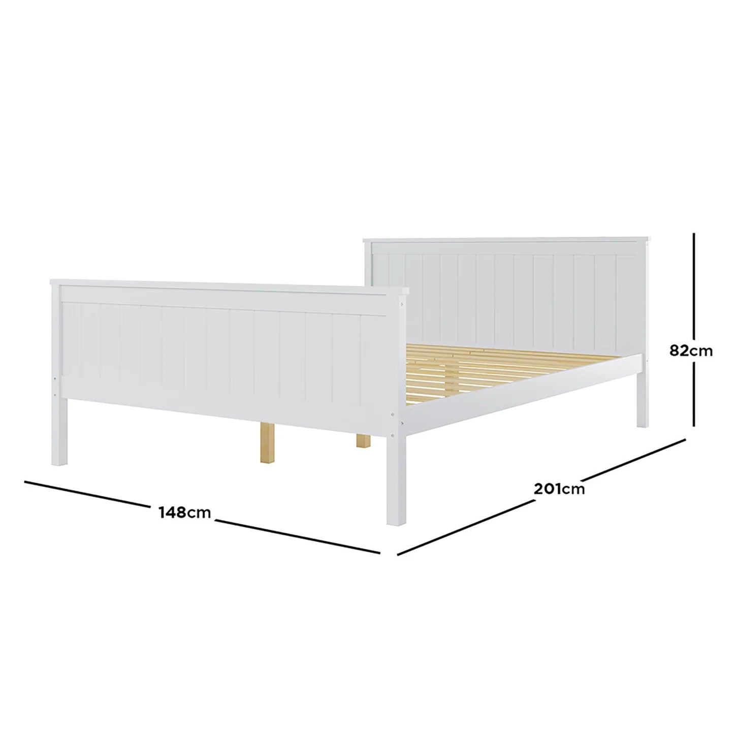 Tertia Double Solid Pine Wood Bed Australia White Timber Frame Beyond Living