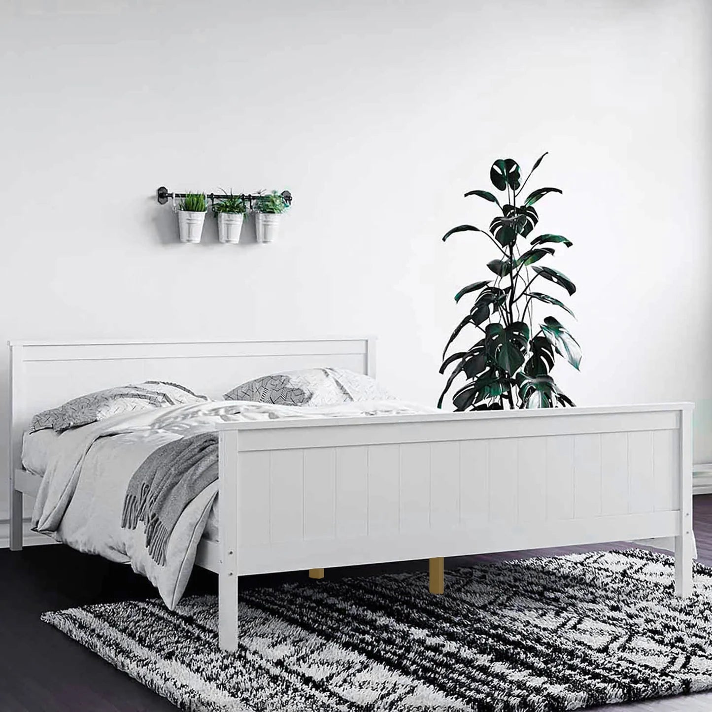 Tertia Double Solid Pine Wood Bed Australia White Timber Frame Beyond Living