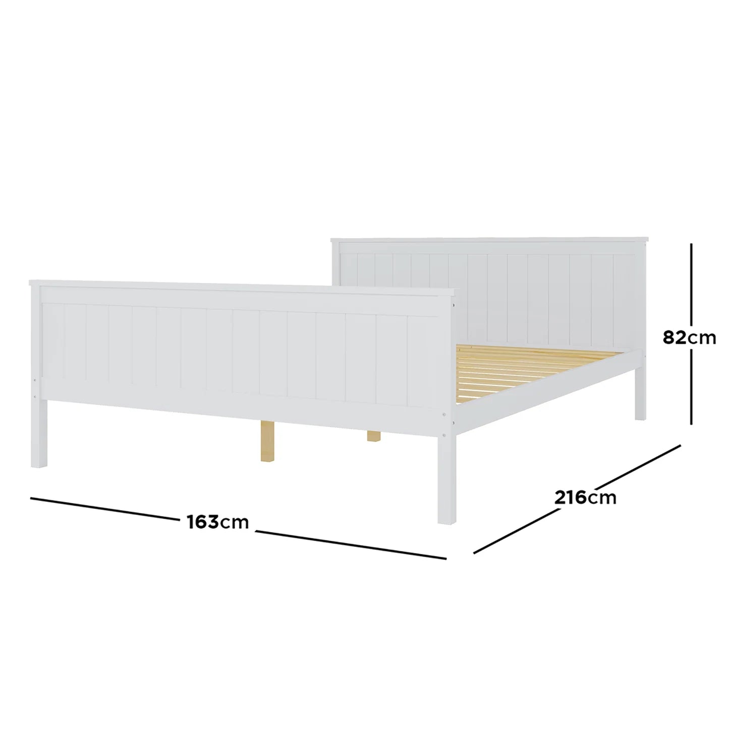 Tertia Double Solid Pine Wood Bed Australia White Timber Frame Beyond Living