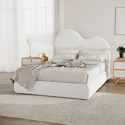 Thales Curved Boucle Fabric Bed Frame Beyond Living