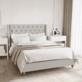 Vilania Double Fabric Bed Frame with Buttons Australia Beyond Living